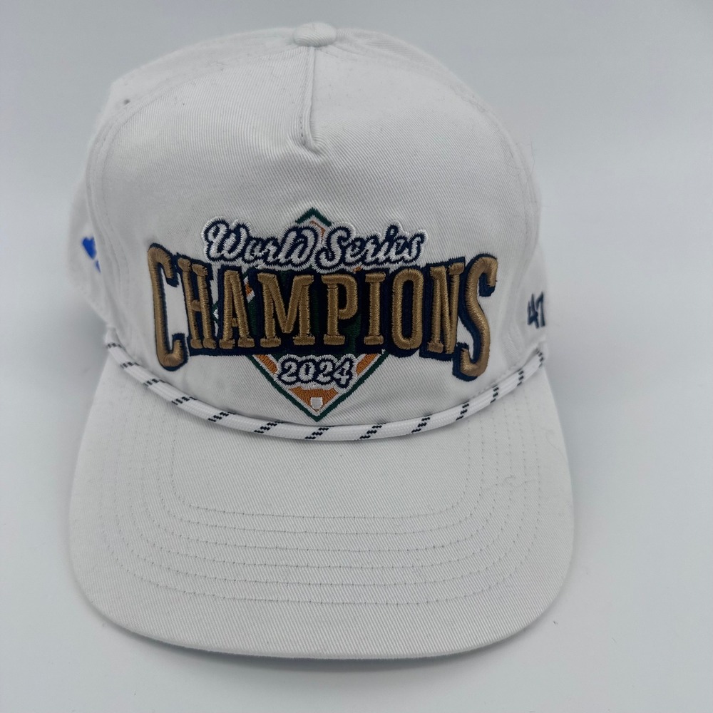 Los Angeles Dodgers Hat Men OSFM White 2024 World Series Champions Rope Snapback